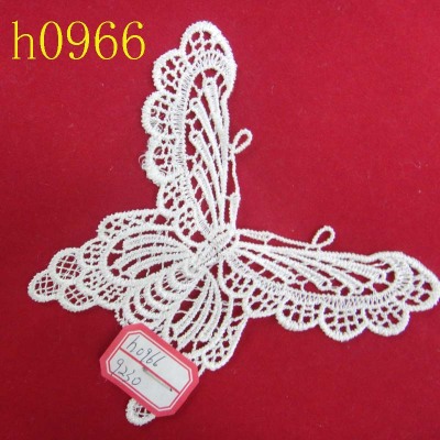 Lace butterfly flower embroidered with a water soluble flower