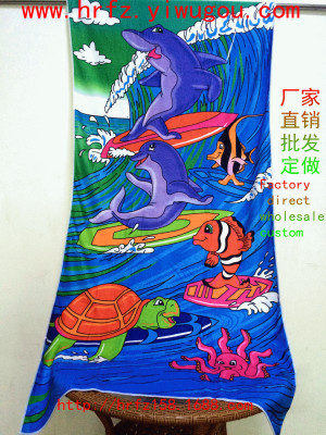 75*150 underwater world active printed beach towel