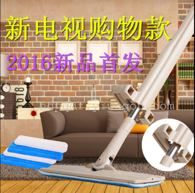The new lazy free hand wash self-cleaning support handle stainless steel rod rotation drag plate free left Jishui mop
