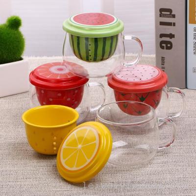 Revo ceramic flower cup colorful summer fruit cup with tea glass high boron glass mark cup