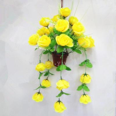 Factory direct Home Furnishing flower vine indoor decoration imitation genuine rose plant hanging blue 22 Xiantao bud