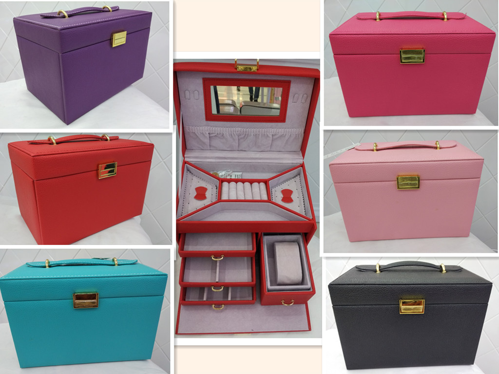 PU首饰收纳盒 抽屉式多层首饰珠宝盒特价批发