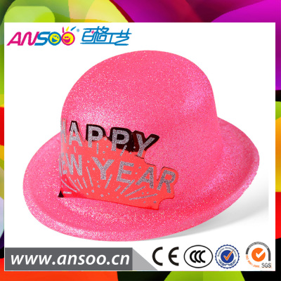 Factory Direct Sales Eco-friendly Party Fluorescent Gold Powder Big round Cap Stickers Happy New Year Card