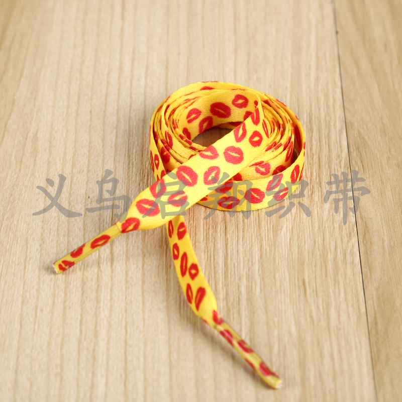 黑白格子嘴唇印花运动鞋休闲鞋带 1cm 厂家直销