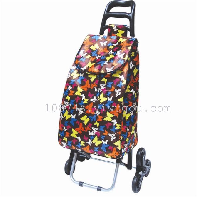 厂家直销爬楼购物车 色丁牛津布折叠环保超市小推车 买菜小拉车