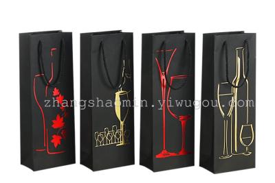 Wenbo high-end red wine gift packaging bags double wine paper bags thickened open wholesale single red wine bags