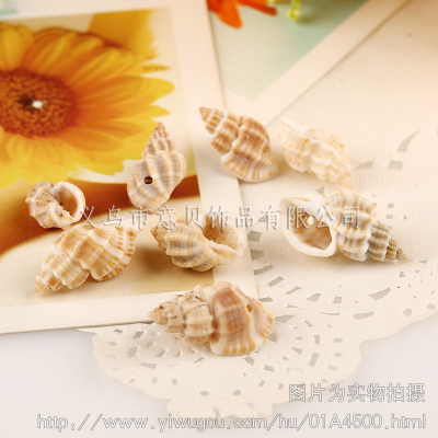 [Yibei marine accessories yellow side hole screw work natural conch shell jewelry accessories wholesale natural