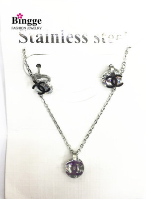 South American fashion jewelry 316L Stainless Steel Earrings Necklace Set