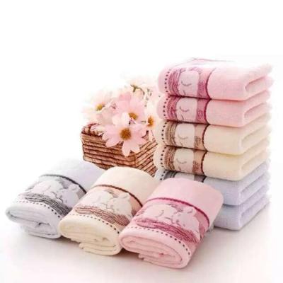 Cotton 32 shares wide satin file sleeping bear towel 3-color absorbent soft high-end gift business super-thin towel