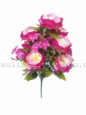 Manufacturers selling European style decorative floral bouquet of roses and imitation 12 peony.