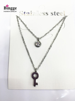 South American fashion jewelry 316L stainless steel double Necklace