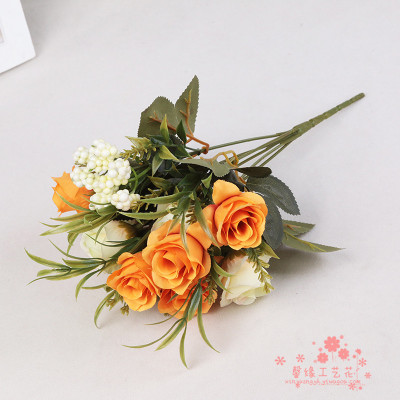 Rose plastic flower pot flower wedding bouquet simulation floor decoration Home Furnishing accessories