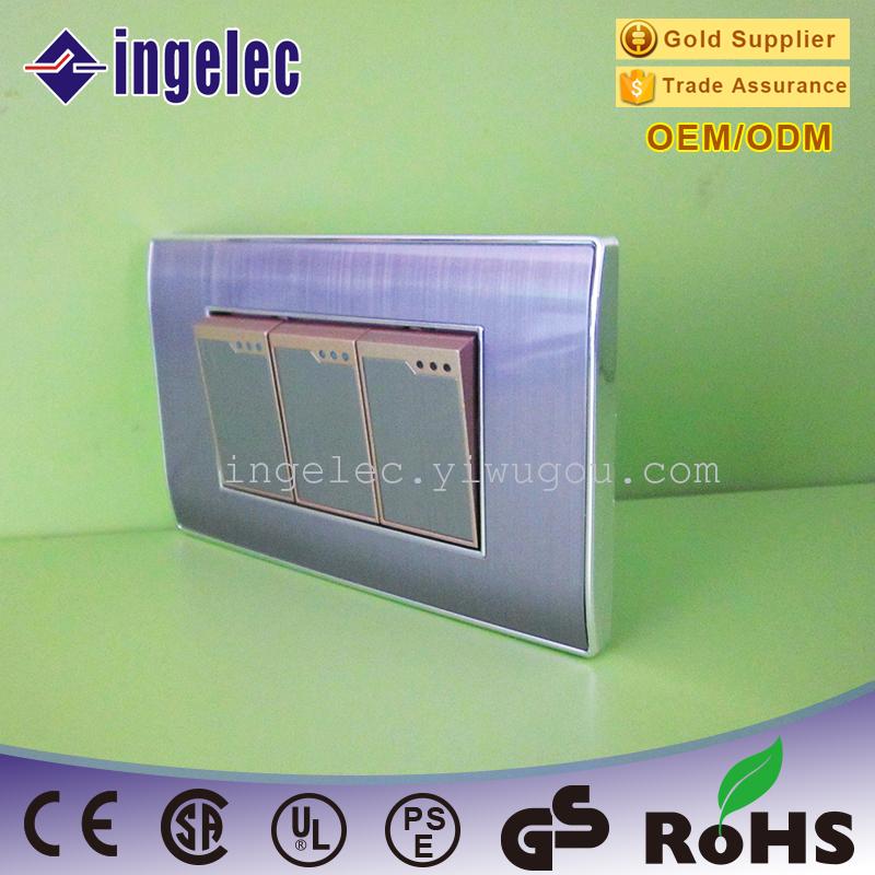 墙壁开关插座 三位单控开关， 单双控开关，批发