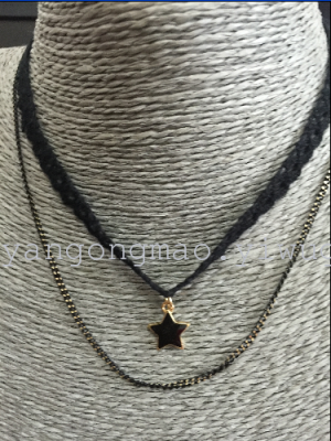 Korean star with a tassel hanging pendant with double neck collar female short clavicle Necklace 102 (9)