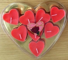 Heart-shaped box of tea candle wax