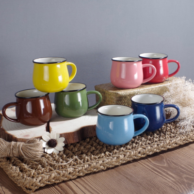 Solid color ceramic cup coffee cup milk cup lovers cup mug with handle