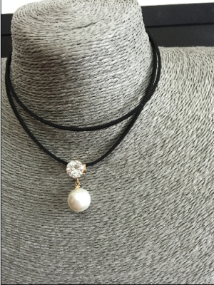 Korean star with a pearl neck collar female zircon short clavicle Necklace 104 (11)