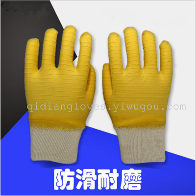 The hanging mouth rib wear flannel gloves wrinkles all rubber protective gloves