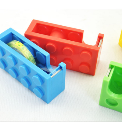 Wholesale supply (custom) building block adhesive tape small tape cutting tool transparent plastic storage seat