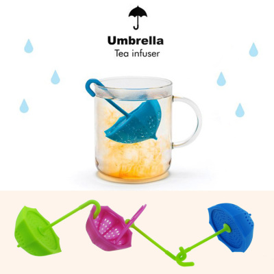 Creative Food Grade Silicone Umbrella Tea Strainer Cute Silicone Tea Making Small Umbrella Tea Bubble Tea Strainer