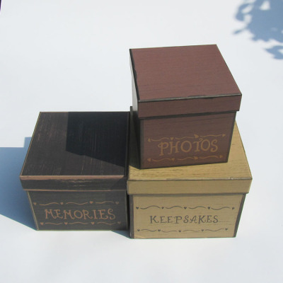 W9152/3 retro English garden cube gift box paper box 3 pieces of box