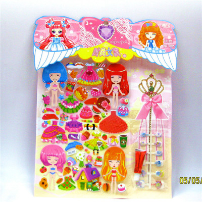 The new girl princess dress dress stickers affixed with children's toys bubble false nail painting stick