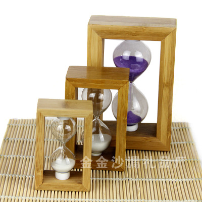 Transparent glass hourglass hourglass creative creative bamboo wholesale