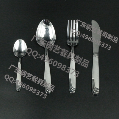 Stainless Steel Western Food/Steak Knife, Fork and Spoon Suit Genuine Lengthened European Style Tableware