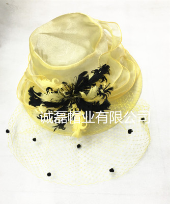 British fashion wedding dress hat feather decorative hat white hat