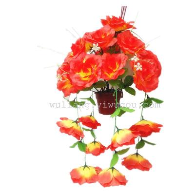 Home flower rattan room inside and outside decoration imitation genuine rose plants hanging blue 22 peacock roses