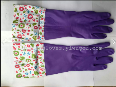 Household gloves PU wide mouth sleeve household glove velvet