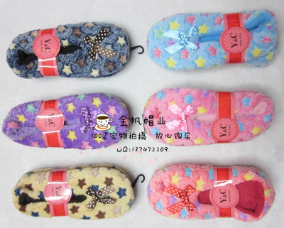 Foreign trade winter new floor socks anti-skid floor socks ladies' lady beveled colored five- star indoor shoes.