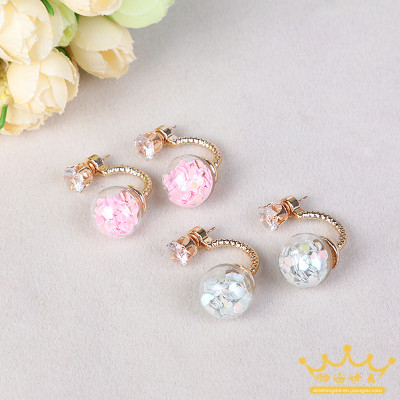 South Korea exaggerated personality heart earrings earrings jewelry collocation 100 fresh sequins