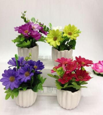 Ceramic solar potted landscape simulation flower pot home decoration creative display new sales
