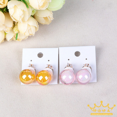 Korean fashion and double the size of pearls in bead bead color Zircon Earrings