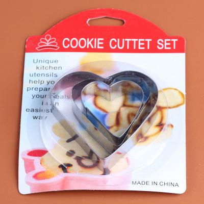 A large 3-piece set of love song strange cookie die cutting baking tool turned sugar cake mold