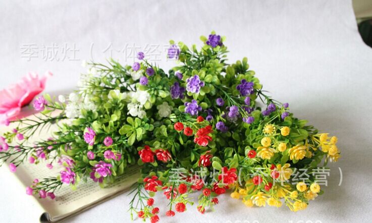 仿真花 5叉玫瑰蕾居家摆设 小额批发