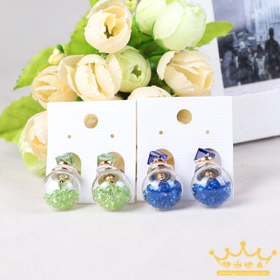 A Korean explosion before and after Ding crystal color glass balls wearing earrings earrings