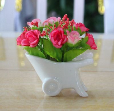 Simulation Mini desktop ceramic small cart Diamond Rose small bonsai