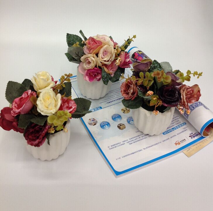 欧式甜心玫盆景仿真花盆栽家居装饰 