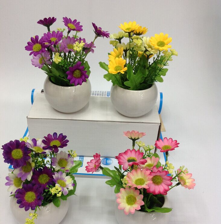 圆菊小盆景 仿真花盆栽 家居装饰