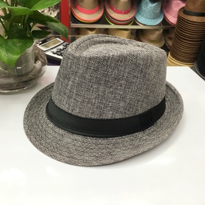 Hat Men's Summer Trendy Women's British Jazz Hat Linen Straw Hat Summer Hat Top Hat Sun Protection Sun Hat