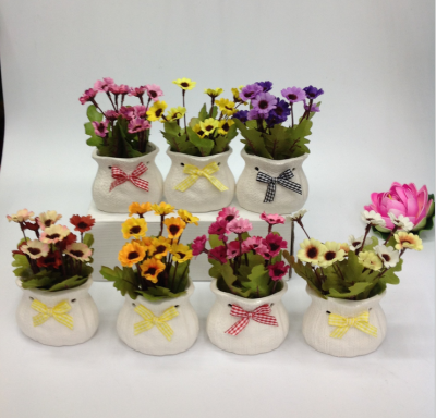 QQ potted flower potted landscape simulation flower pot home decoration creative display