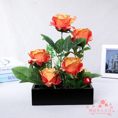 Simulation decorative silk flower bonsai furnishings Home Furnishing floral flower pot dry plastic fake pendulum