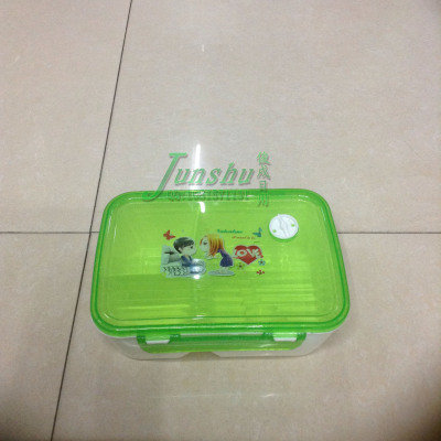 The plastic single lattice box lunch box sealed with the children's lunch box