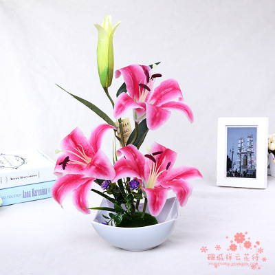 The lily white ceramic vase flower pot set decoration room decoration