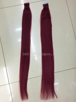 Real person hair without mark film deep red