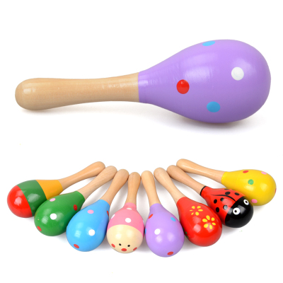 Orff Small Number Wooden Cartoon Sand Hammer Infant Children's Musical Instrument Early Education and Wisdom