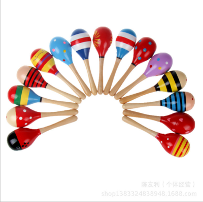 Orff Infant children musical instrument in the wooden Cartoon sand hammer sand ball early education education hot selling toys