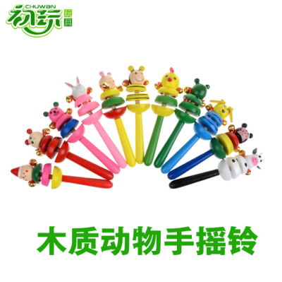 Manufacturers Direct Wooden Cartoon animal rattles early Education Education Toys Wholesale Baby Toys 0-1 years old